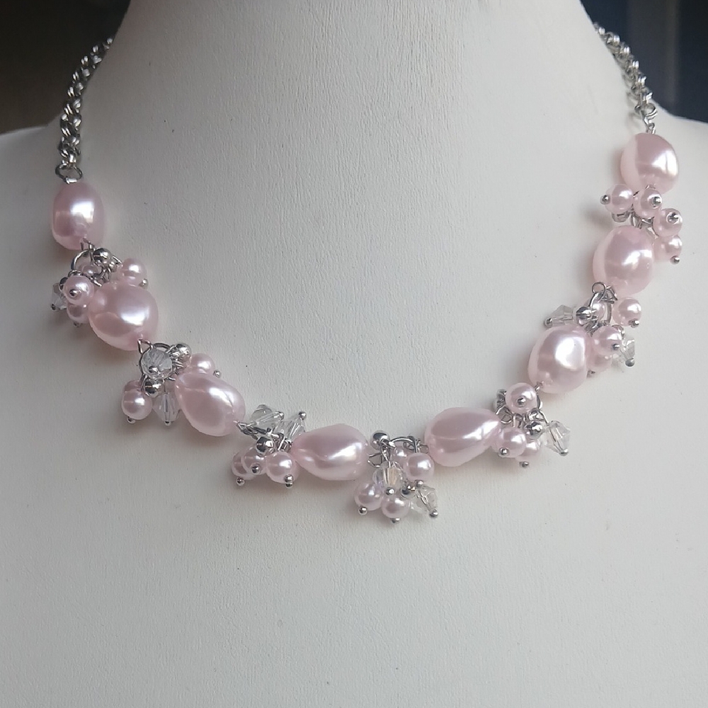 Paparazzi Pink and Silver Pearl Necklace